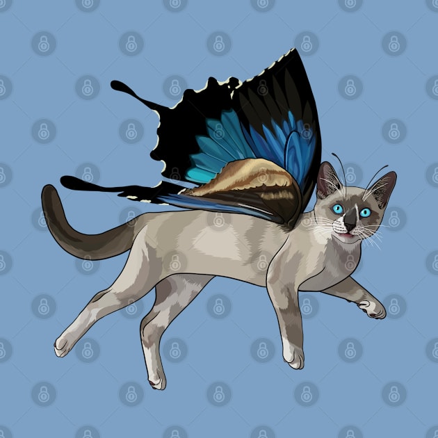 Ulysses Swallowtail Snowshoe Siamese Flitter Kitty by CarleahUnique