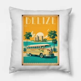 Belize Vintage Travel Art Poster Pillow