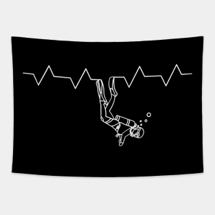 Scuba Diving Heartbeat Tapestry