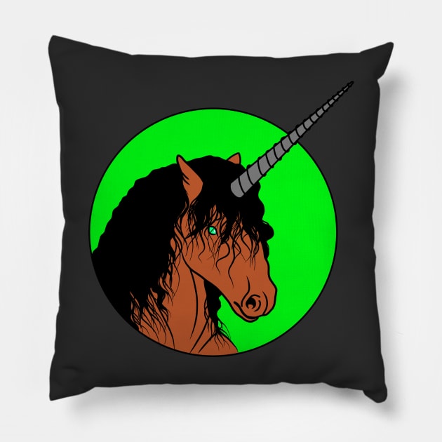 Brown Unicorn Pillow by The Artist