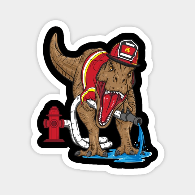 Firefighter T Rex Dinosaur Kids Magnet by captainmood