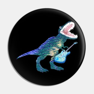 Guitar playing Dinosaur,   by Pickleball ARTwear Pin