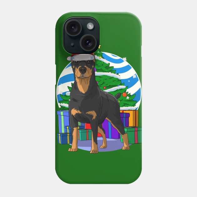 Doberman Pinscher Santa Christmas Tree Phone Case by Noseking