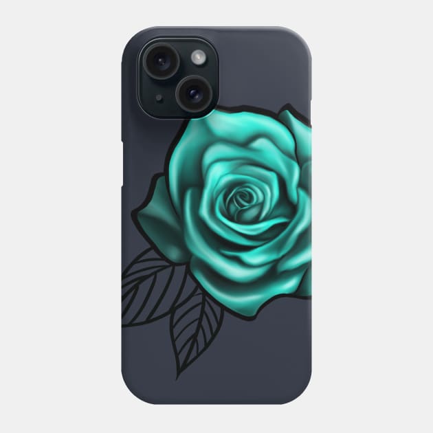 Turquoise rose Art Print Phone Case by Print Art Station