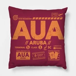 Vintage Aruba AUA Airport Code Travel Day Retro Travel Tag Pillow