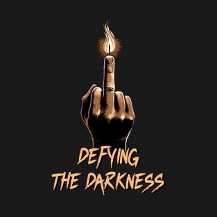 Bold Hand Gesture with Flame: Defying the Darkness T-Shirt