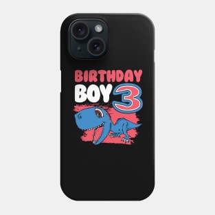 Kids rd third  three years old birthday dinosaur Phone Case