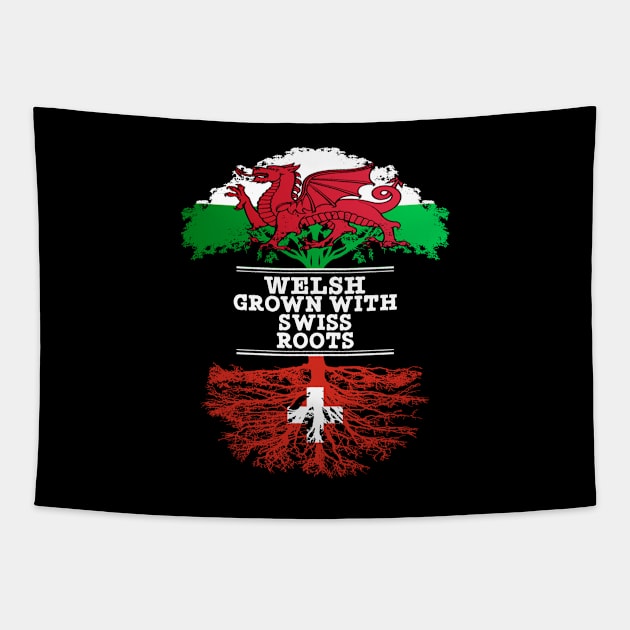 Welsh Grown With Swiss Roots - Gift for Swiss With Roots From Switzerland Tapestry by Country Flags