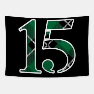 15 Sports Jersey Number Green Black Flannel Tapestry