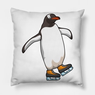 Penguin at Ice skating with Ice skates Pillow