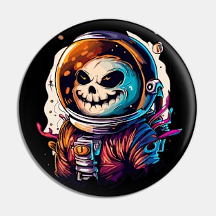 Spooky funny skeleton in spacesuit Pin