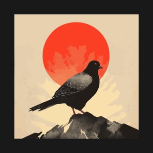 Japanese minimalist majestic pigeon poster T-Shirt