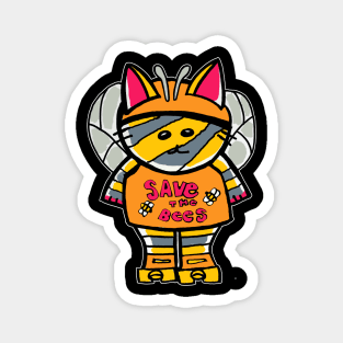 Save the bees roller cat Magnet