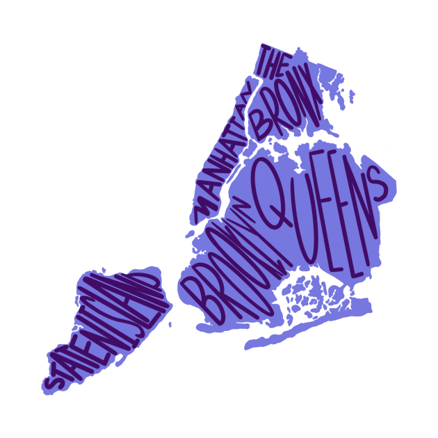 Purple New York City Borough Map by GrellenDraws