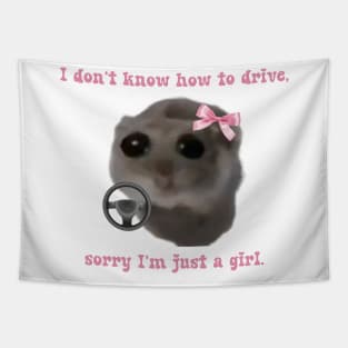 Sad hamster I don't know how to drive, sorry I'm just a girl Tapestry