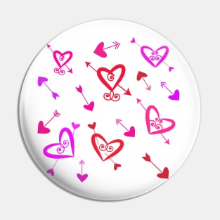 Valentine red, pink and purple hearts pattern with arrows Pin