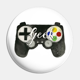 Hand Painted Watercolor Geek Game Controller Pin