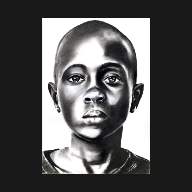 charcoal portrait of a black boy by stoekenbroek