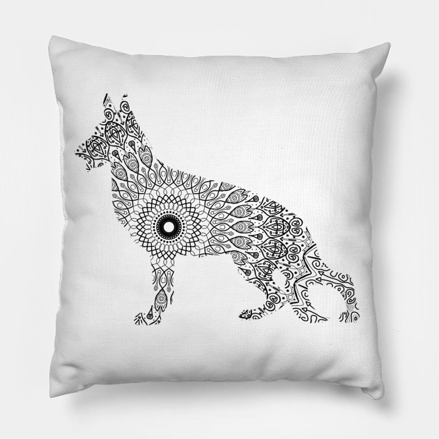 German Shepherd Mandala Pillow by BilcosDesigns