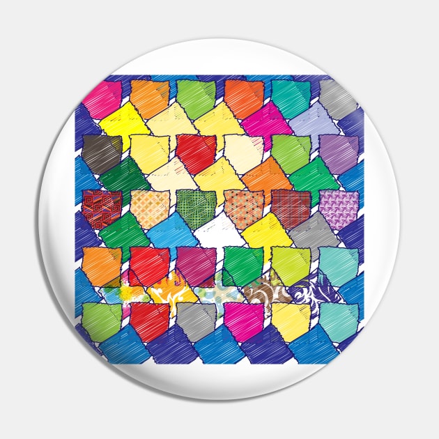 Colorful Pattern Squares Pin by dblaiya