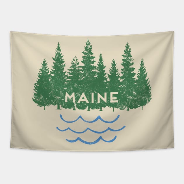 Maine Trees Lake Nature Outdoors Souvenir Tapestry by Pine Hill Goods