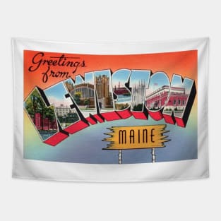 Greetings from Lewiston, Maine - Vintage Large Letter Postcard Tapestry