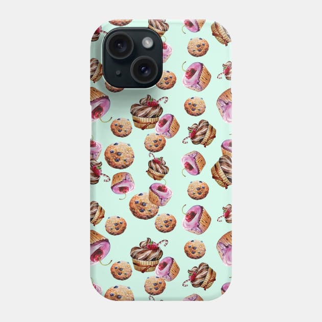 muffin, cake. hand drawn watercolor illustration. Baking and sweets. Phone Case by SwetlanaArt