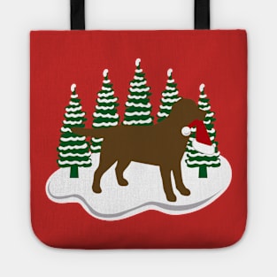 Chocolate Labrador Snow and Christmas Tote