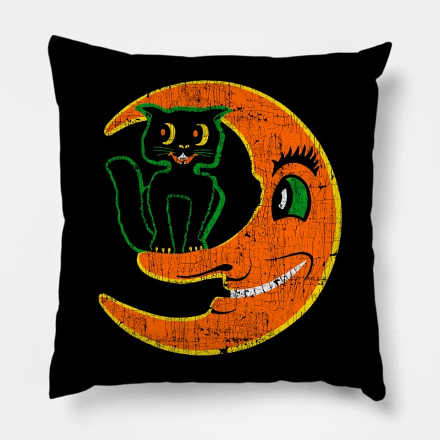 Vintage Halloween Moon Pillow by Vamplify