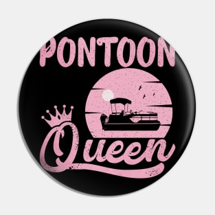 Pontoon Queen Vintage Funny Pontoon Boat Lover Girls Pin