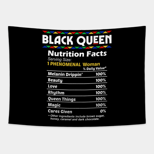 Black Queen Nutrition Facts Tapestry by Andreeastore  