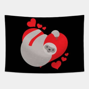 Cute & Adorable Valentines Day Sloth Hugging Heart Tapestry