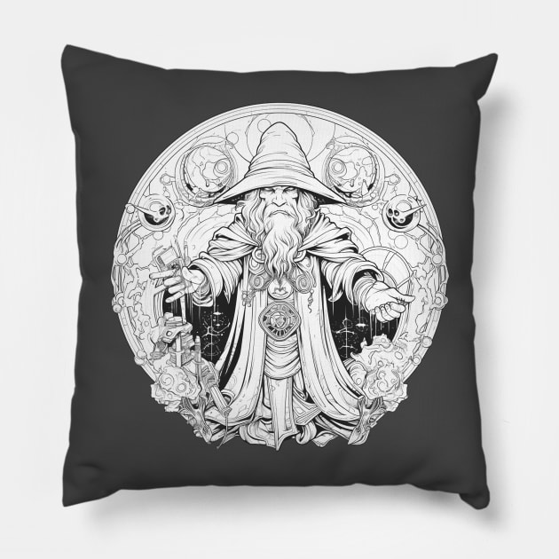 Wizard Emblem Magic Circle Pillow by RockyBadlands