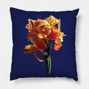 Cannas - Closeup of Spotted Orange Canna Pillow