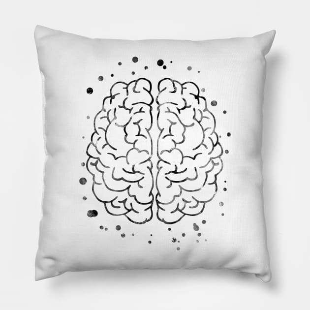 Brain anatomy, medical art, watercolor Brain, Brain print, abstract Brain, Medical Office Decor, watercolor Brain anatomy Pillow by RosaliArt