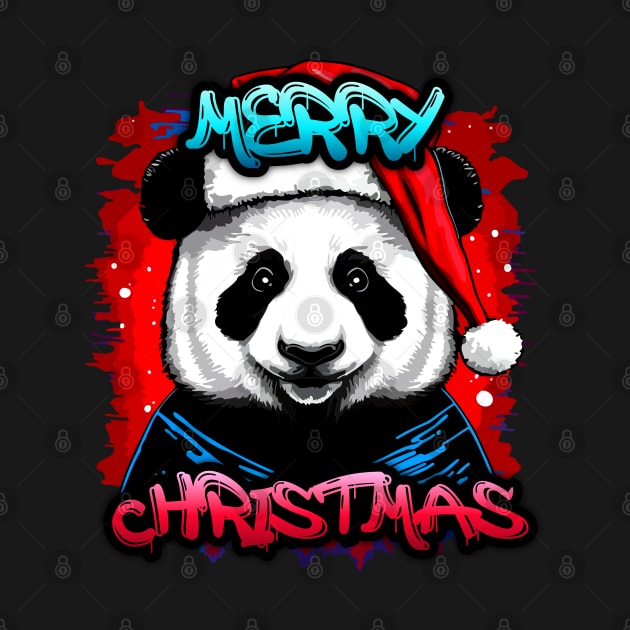 Merry Christmas Panda - Christmas Graphic Graffiti Art - Holiday Gift by MaystarUniverse