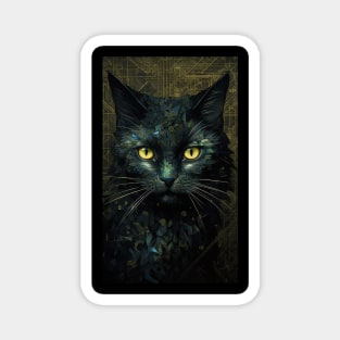 Black Cat with Green Eyes Magnet