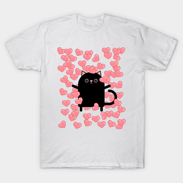 Cute Minimalist Cat Balloons Of Hearts Valentine S Day