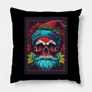 Santa cyberpunk skull Pillow