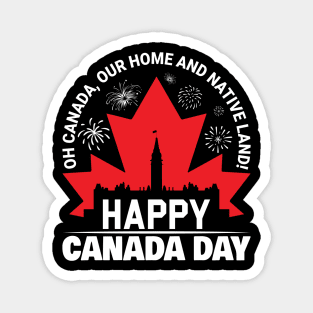 Happy Canada Day T-Shirt Patriotic Typography Design Magnet