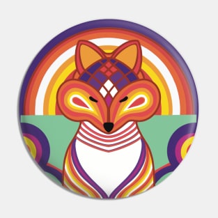 Orange Fox With Purple Skies Pin