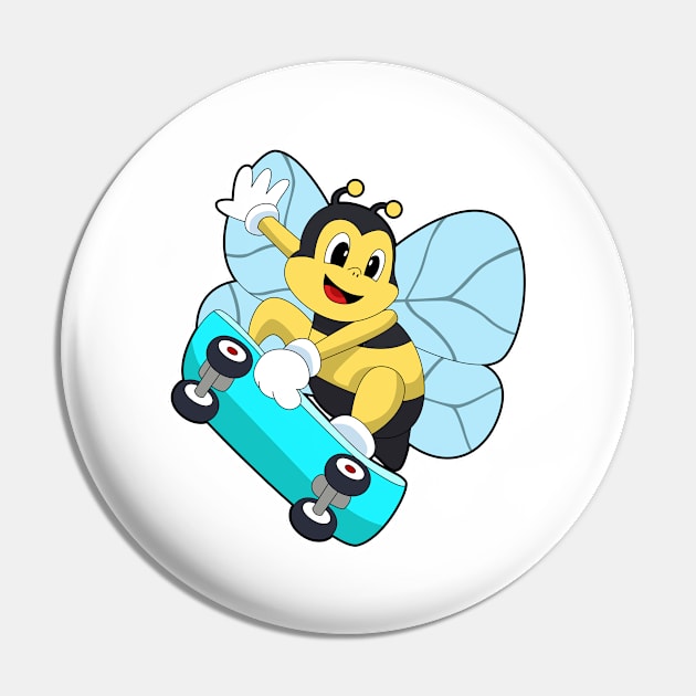 Bee as Skater with Skateboard Pin by Markus Schnabel