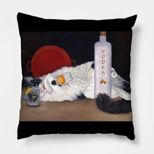 Tuxedo Cat Hugging Bottle Pillow