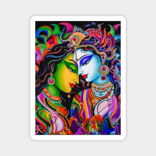 Radha Krishna Abstract Painting Magnet
