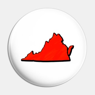 Bright Red Virginia Outline Pin