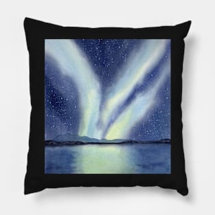 Northern Lights with Mountains and Lake Pillow