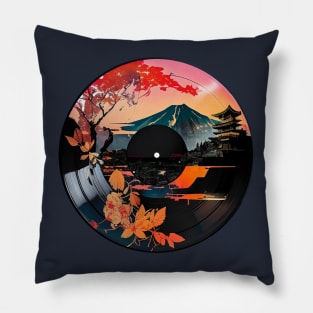 Vinyl Record - Sunset in Tokyo Pillow