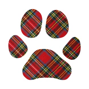 Lilly the Shiba Inu's Paw Print - Tartan on White T-Shirt