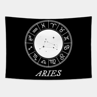 Aries Zodiac Sign With Constellation Tapestry