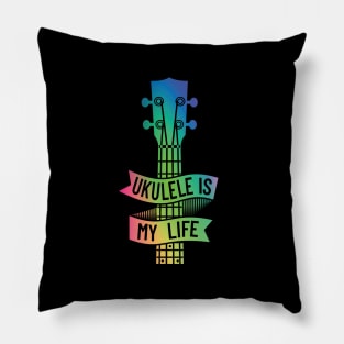 Ukulele is My Life Ukulele Headstock Colorful Theme Pillow